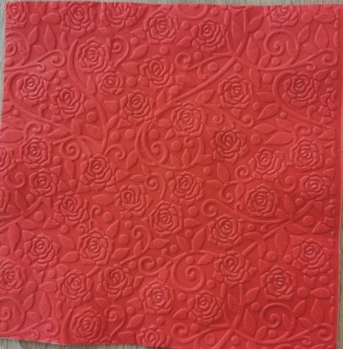 Reliéfne servítky červené (Red) 33×33 cm – vzor Ruže