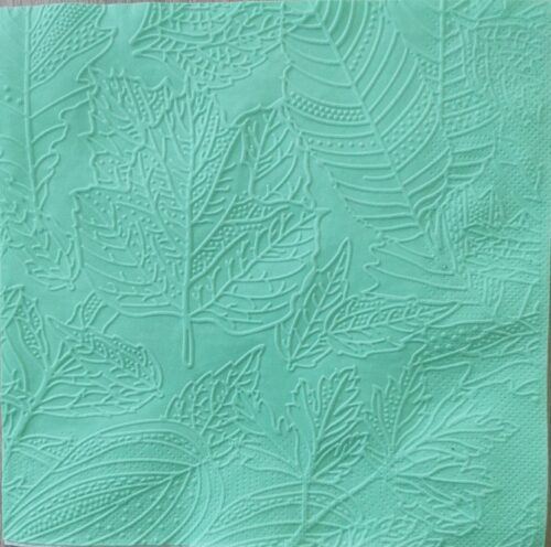 Reliéfne servítky mentolovo zelené (Mint) 33×33 cm – vzor Listy