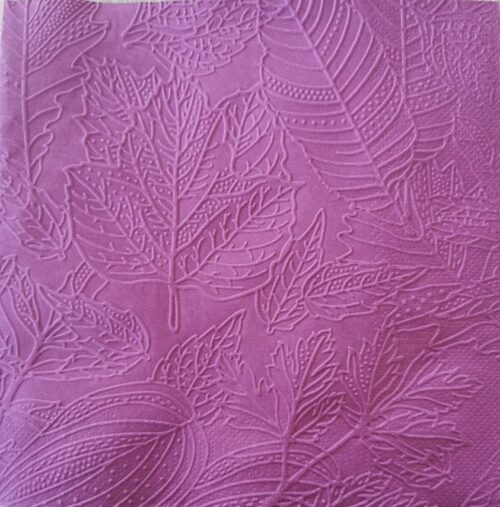 Reliéfne servítky purpurové (Purple) 33×33 cm – vzor Listy