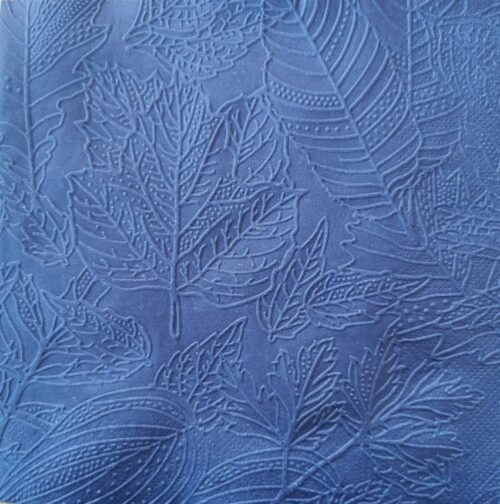 Reliéfne servítky tmavomodré (Warm Navy) 33 × 33 cm – vzor Listy - 2