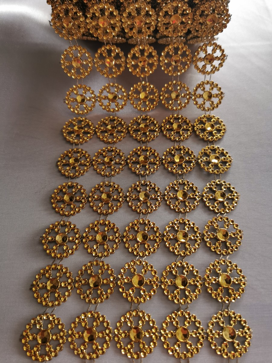 Diamantový pás koleso, 11cm - zlatý - evkakvety-eshop.eu