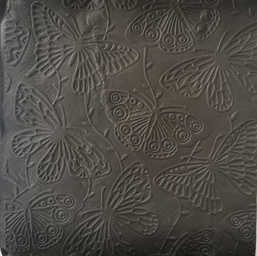 Reliéfne servítky čierne (Black) 33×33 cm – vzor Motýle - 2