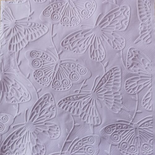 Reliéfne servítky levanduľové (Lavender) 33×33 cm – vzor Motýle