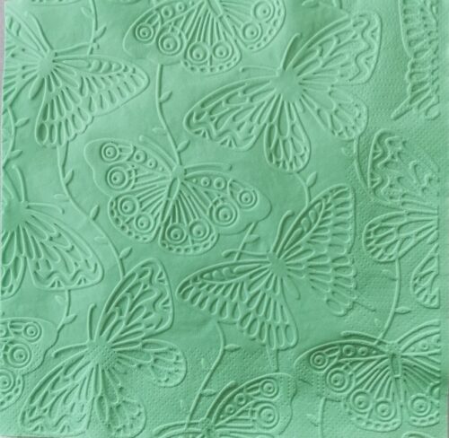 Reliéfne servítky mentolovo zelené (Mint) 33×33 cm – vzor Motýle