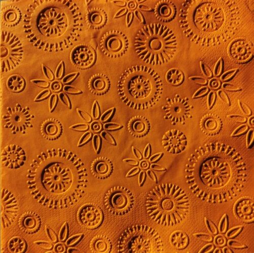Reliéfne servítky oranžové (Orange) 33×33 cm – vzor Vločky