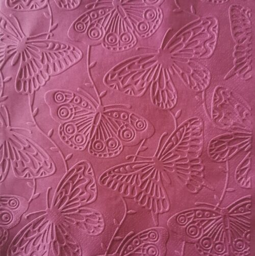 Reliéfne servítky purpurové (Purple) 33×33 cm – vzor Motýle