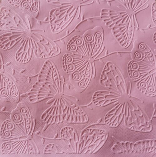 Reliéfne servítky ružové (Candy Pink) 33×33 cm – vzor Motýle