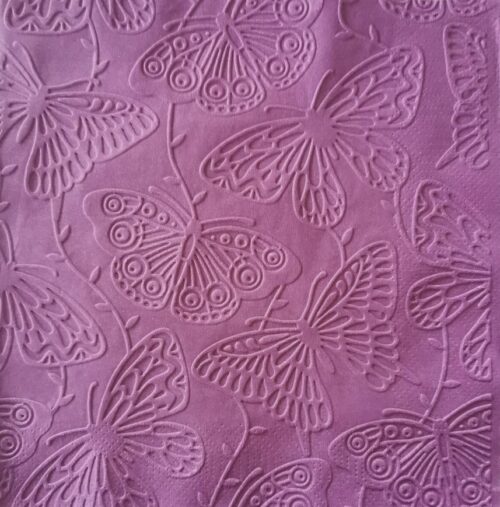 Reliéfne servítky tmavofialové (Dark Violet) 33×33 cm – vzor Motýle