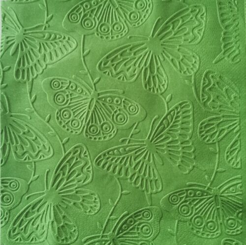Reliéfne servítky tmavozelené (Dark Green) 33×33 cm – vzor Motýle