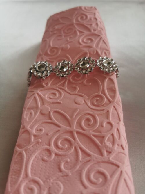 Reliéfne servítky svetloružové (Baby Pink) 33×33 cm – vzor Ornament - detail reliéfu