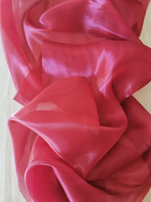 Saténová organza bordová (Burgundy) šírky 47 cm – textúra a lesk