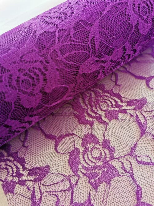 Dekoračná čipka purpurová - Purple - vzor Ruže - 22 cm x 9 m - evkakvety-eshop.eu