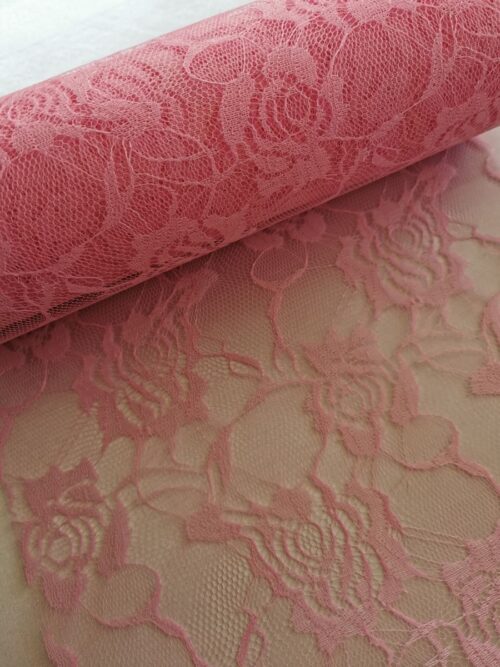 Dekoračná čipka ružová - Pink - vzor Ruže - 22 cm x 9 m - evkakvety-eshop.eu