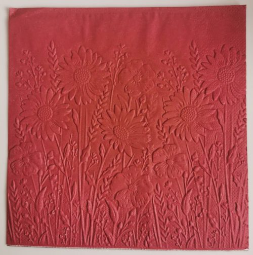 Reliéfne servítky bordové (Claret) 33×33 cm – vzor Rozkvitnutá lúka