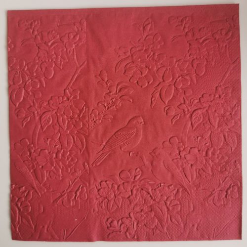 Reliéfne servítky bordové (Claret) 33×33 cm – vzor Škovránky v záhrade