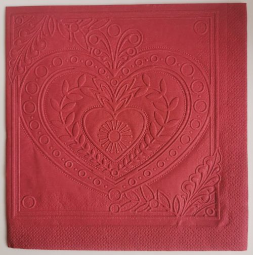 Reliéfne servítky bordové (Claret) 33×33 cm – vzor Veľké srdiečko