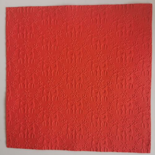 Reliéfne servítky červené (Red) 33×33 cm – vzor Jelene v snehu