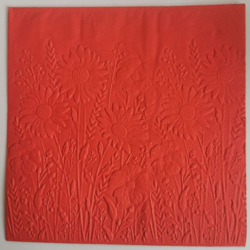 Reliéfne servítky červené (Red) 33×33 cm – vzor Rozkvitnutá lúka