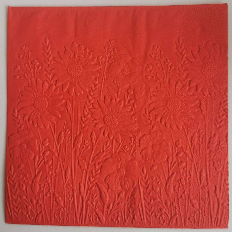 Reliéfne servítky červené (Red) 33×33 cm – vzor Rozkvitnutá lúka