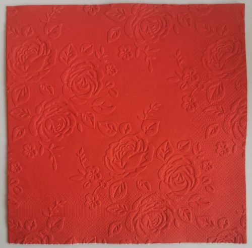 Reliéfne servítky červené (Red) 33×33 cm – vzor Ruže s lístkami