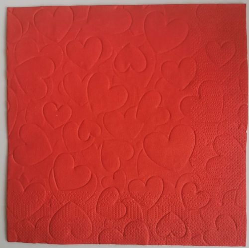 Reliéfne servítky červené (Red) 33×33 cm – vzor Srdiečka