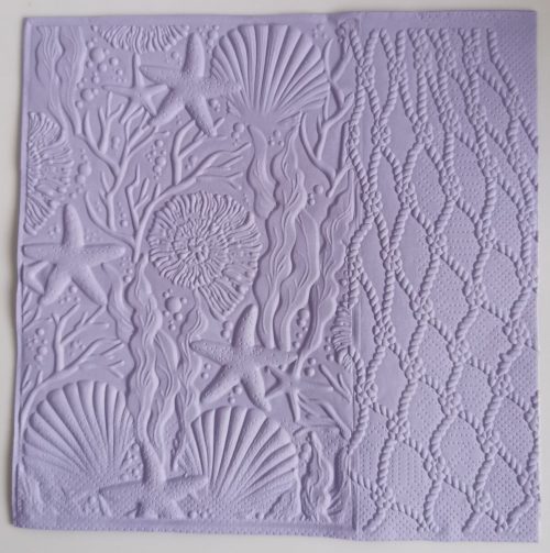 Reliéfne servítky levanduľové (Lavender) 33×33 cm – vzor Morské hviezdy a mušle