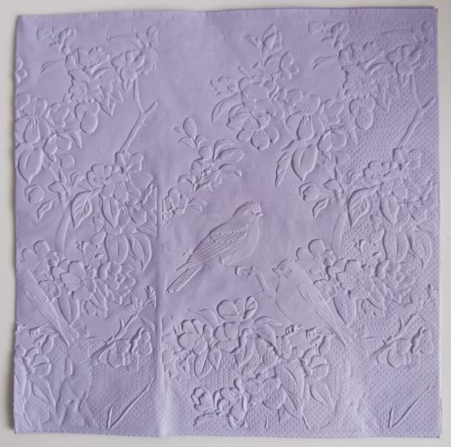 Reliéfne servítky levanduľové (Lavender) 33×33 cm – vzor Škovránky v záhrade