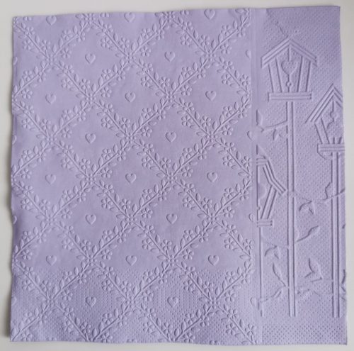 Reliéfne servítky levanduľové (Lavender) 33×33 cm – vzor Srdiečka s búdkami