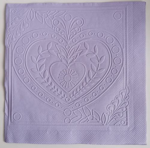 Reliéfne servítky levanduľové (Lavender) 33×33 cm – vzor Veľké srdiečko