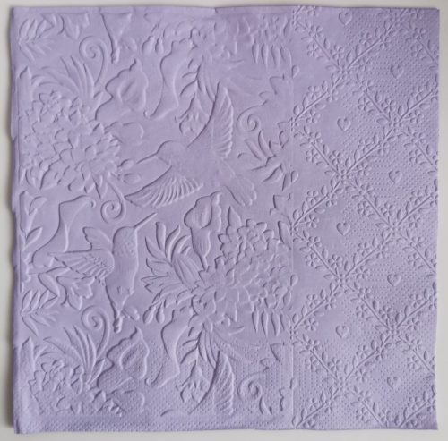 Reliéfne servítky levanduľové (Lavender) 33×33 cm – vzor Zaláskané kolibríky