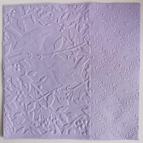 Reliéfne servítky levanduľové (Lavender) 33×33 cm – vzor Zaláskané vrabčeky