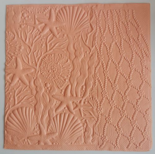 Reliéfne servítky lososové (Salmon) 33×33 cm – vzor Morské hviezdy a mušle