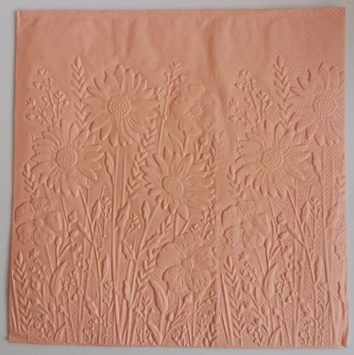 Reliéfne servítky lososové (Salmon) 33×33 cm – vzor Rozkvitnutá lúka