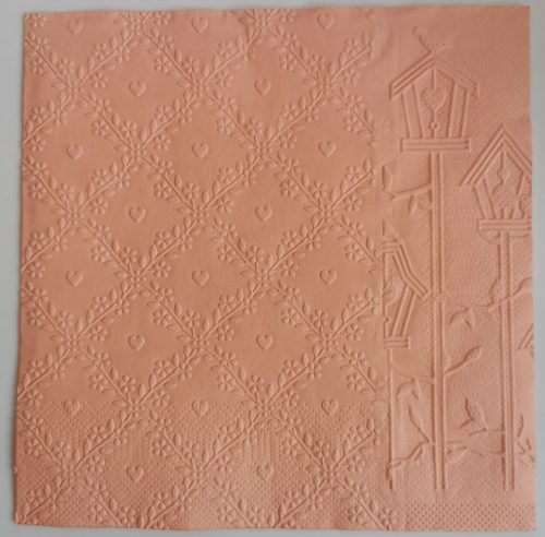 Reliéfne servítky lososové (Salmon) 33×33 cm – vzor Srdiečka s búdkami