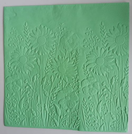 Reliéfne servítky mentolovo zelené (Mint) 33×33 cm – vzor Rozkvitnutá lúka