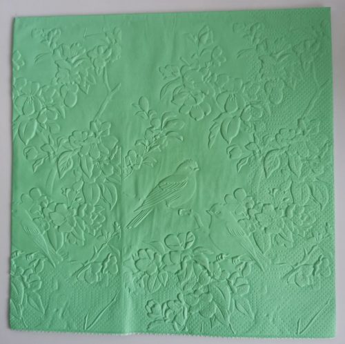 Reliéfne servítky mentolovo zelené (Mint) 33×33 cm – vzor Škovránky v záhrade