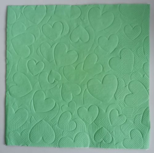 Reliéfne servítky mentolovo zelené (Mint) 33×33 cm – vzor Srdiečka