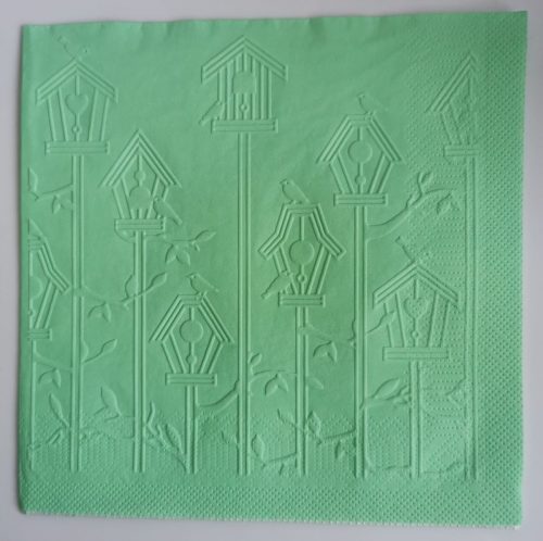 Reliéfne servítky mentolovo zelené (Mint) 33×33 cm – vzor Vtáčie búdky