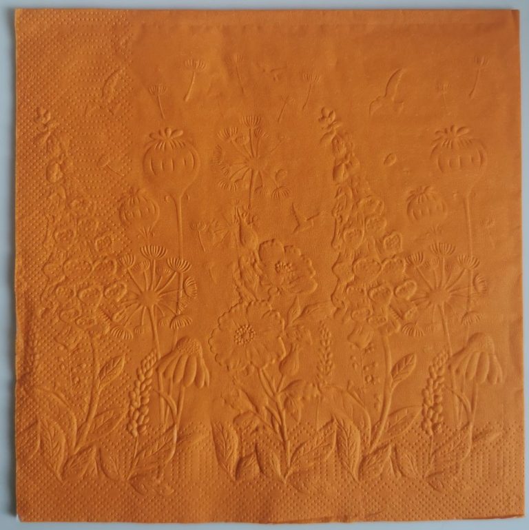 Reliéfne servítky oranžové (Orange) 33×33 cm – vzor Divé kvietky