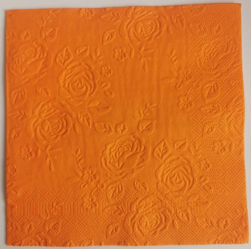 Reliéfne servítky oranžové (Orange) 33×33 cm – vzor Ruže s lístkami