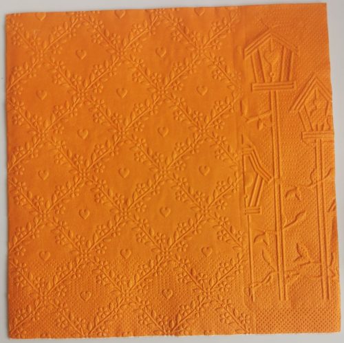Reliéfne servítky oranžové (Orange) 33×33 cm – vzor Srdiečka s búdkami