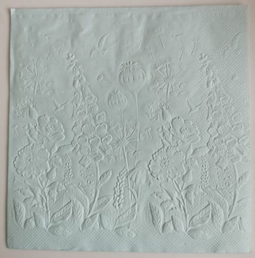 Reliéfne servítky pastelovo modré (Baby Blue) 33×33 cm – vzor Divé kvietky