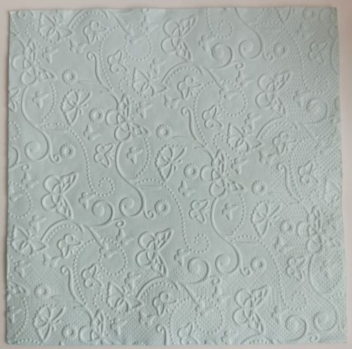 Reliéfne servítky pastelovo modré (Baby Blue) 33×33 cm – vzor Motýlí svet