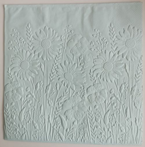 Reliéfne servítky pastelovo modré (Baby Blue) 33×33 cm – vzor Rozkvitnutá lúka
