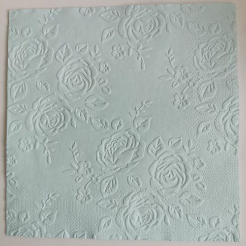 Reliéfne servítky pastelovo modré (Baby Blue) 33×33 cm – vzor Ruže s lístkami