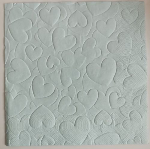 Reliéfne servítky pastelovo modré (Baby Blue) 33×33 cm – vzor Srdiečka
