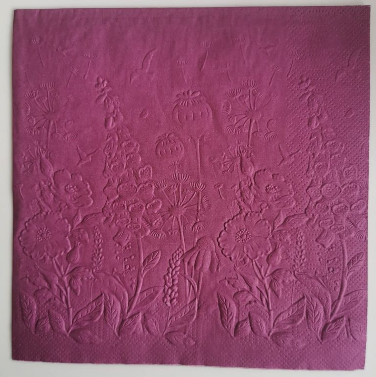 Reliéfne servítky purpurové (Purple) 33×33 cm – vzor Divé kvietky