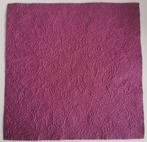 Reliéfne servítky purpurové (Purple) 33×33 cm – vzor Kvietky a listy