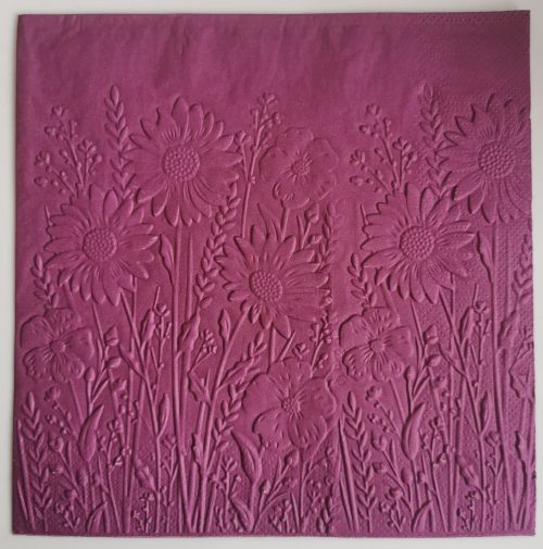Reliéfne servítky purpurové (Purple) 33×33 cm – vzor Rozkvitnutá lúka