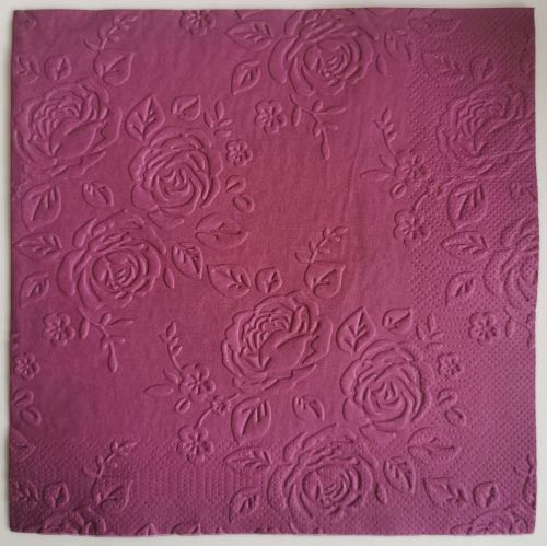 Reliéfne servítky purpurové (Purple) 33×33 cm – vzor Ruže s lístkami